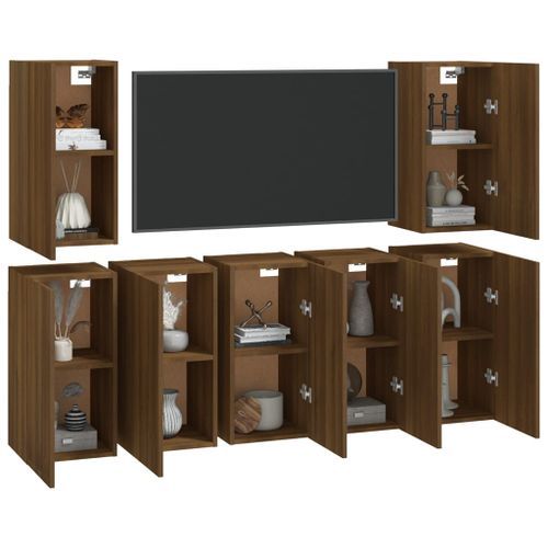 Meubles TV 7 pcs Chêne marron 30,5x30x60 cm Bois d'ingénierie - Photo n°3; ?>