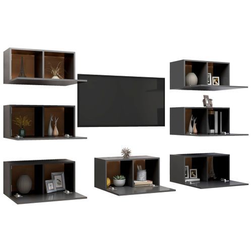 Meubles TV 7 pcs Gris 30,5x30x60 cm - Photo n°3; ?>