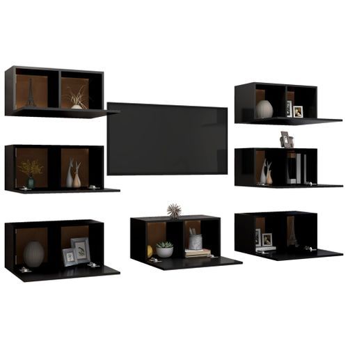 Meubles TV 7 pcs Noir 30,5x30x60 cm - Photo n°3; ?>