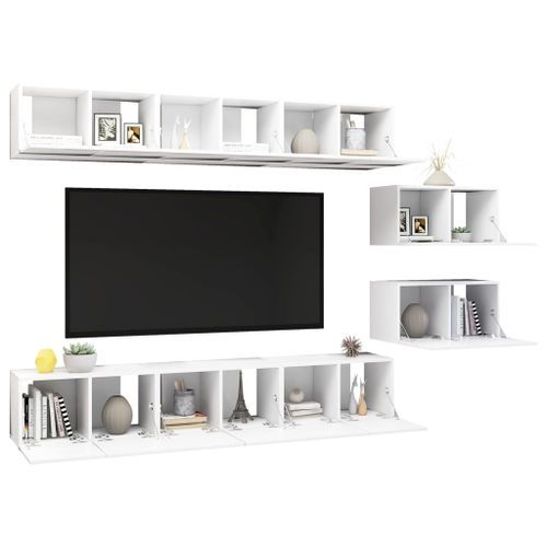 Meubles TV 8 pcs Blanc - Photo n°3; ?>