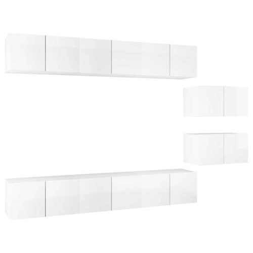 Meubles TV 8 pcs Blanc brillant - Photo n°2; ?>