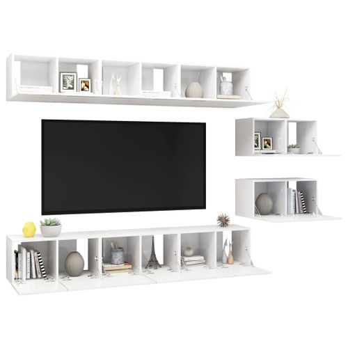 Meubles TV 8 pcs Blanc brillant - Photo n°3; ?>