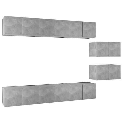 Meubles TV 8 pcs Gris béton - Photo n°2; ?>