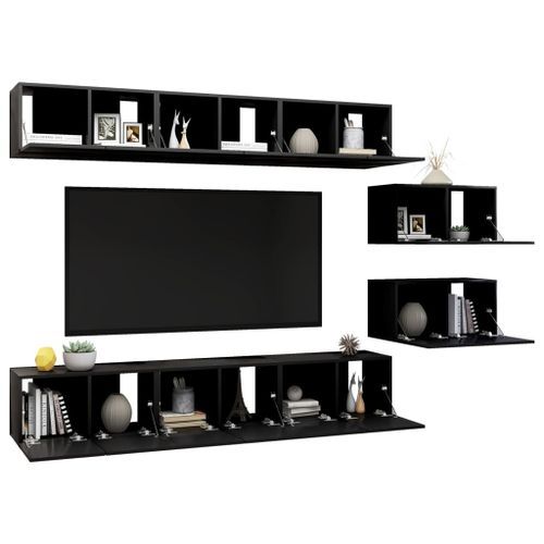 Meubles TV 8 pcs Noir - Photo n°3; ?>