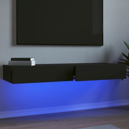 Meubles TV avec éclairage LED 2 pcs noir 60x35x15,5 cm - Photo n°2; ?>