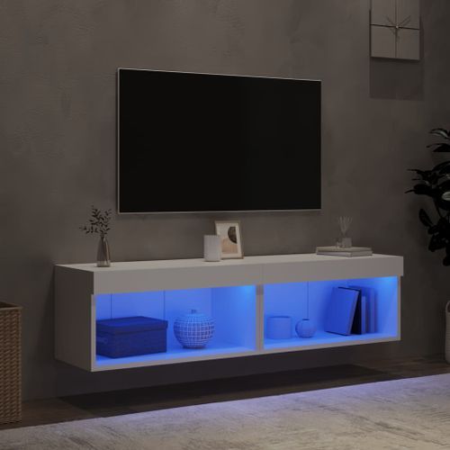 Meubles TV avec lumières LED 2 pcs blanc 60x30x30 cm - Photo n°3; ?>