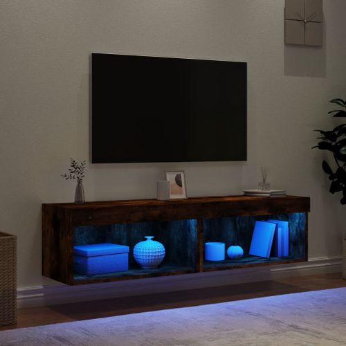 Meubles TV avec lumières LED 2 pcs chêne fumé 60x30x30 cm - Photo n°3; ?>