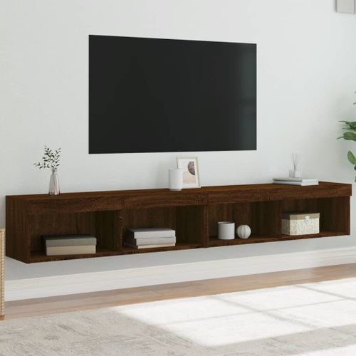 Meubles TV avec lumières LED 2 pcs chêne marron 100x30x30 cm - Photo n°2; ?>