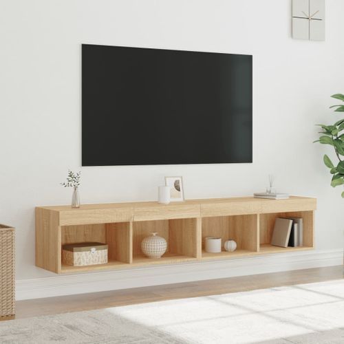 Meubles TV avec lumières LED 2 pcs chêne sonoma 80x30x30 cm - Photo n°2; ?>