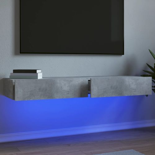 Meubles TV avec lumières LED 2 pcs gris béton 60x35x15,5 cm - Photo n°2; ?>