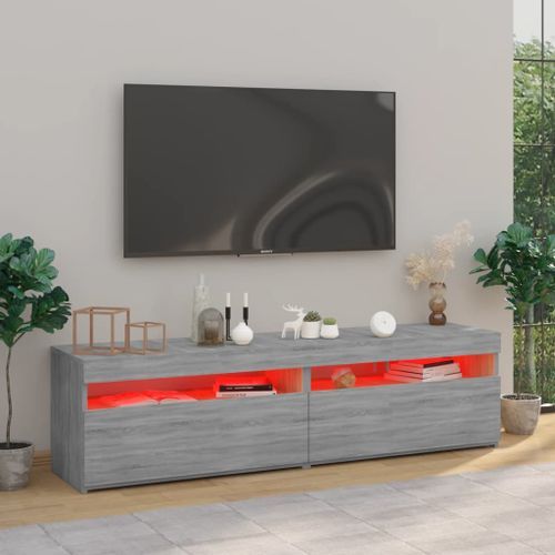 Meubles TV avec lumières LED 2 pcs Sonoma gris 75x35x40 cm - Photo n°3; ?>