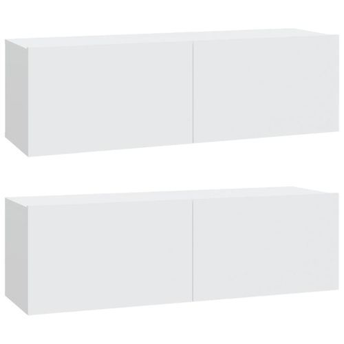 Meubles TV muraux 2 pcs blanc 100x30x30 cm bois d'ingénierie - Photo n°2; ?>