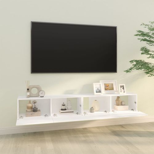 Meubles TV muraux 2 pcs blanc 100x30x30 cm bois d'ingénierie - Photo n°3; ?>