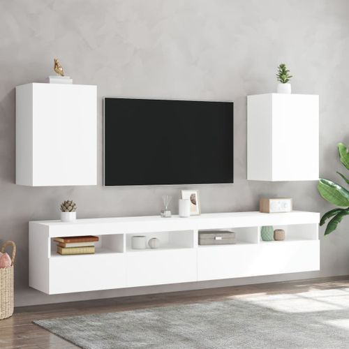 Meubles TV muraux 2 pcs blanc 40,5x30x60 cm bois d'ingénierie - Photo n°3; ?>