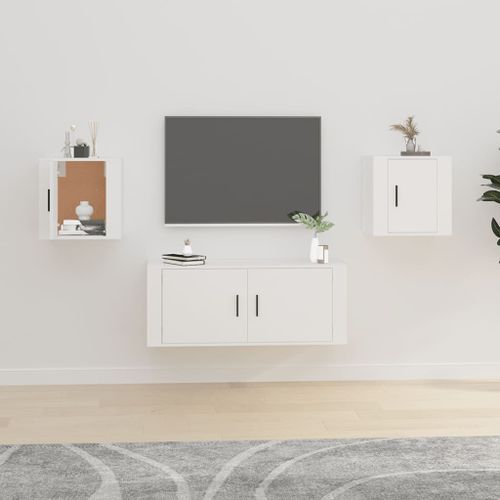 Meubles TV muraux 2 pcs Blanc 40x34,5x40 cm - Photo n°2; ?>