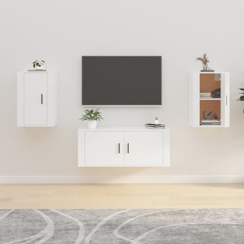 Meubles TV muraux 2 pcs Blanc 40x34,5x60 cm - Photo n°2; ?>