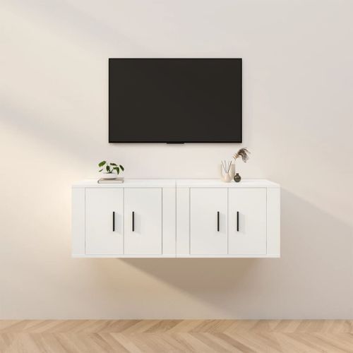 Meubles TV muraux 2 pcs blanc 57x34,5x40 cm - Photo n°2; ?>