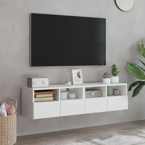 Meubles TV muraux 2 pcs blanc 60x30x30 cm bois d'ingénierie - Photo n°3; ?>