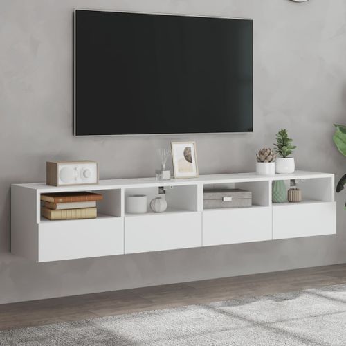 Meubles TV muraux 2 pcs blanc 80x30x30 cm bois d'ingénierie - Photo n°2; ?>