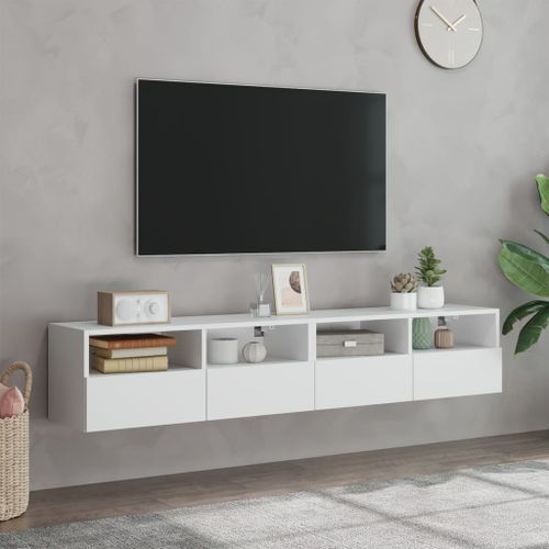 Meubles TV muraux 2 pcs blanc 80x30x30 cm bois d'ingénierie - Photo n°3; ?>