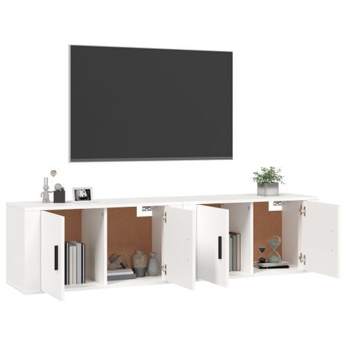 Meubles TV muraux 2 pcs blanc 80x34,5x40 cm - Photo n°3; ?>