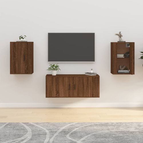 Meubles TV muraux 2 pcs Chêne marron 40x34,5x60 cm - Photo n°2; ?>