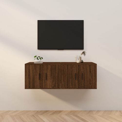 Meubles TV muraux 2 pcs chêne marron 57x34,5x40 cm - Photo n°2; ?>