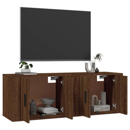 Meubles TV muraux 2 pcs chêne marron 57x34,5x40 cm - Photo n°3; ?>