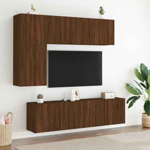 Meubles TV muraux 2 pcs chêne marron 60x30x41 cm - Photo n°3; ?>