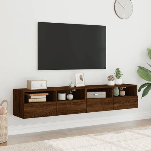 Meubles TV muraux 2 pcs chêne marron 80x30x30cm bois ingénierie - Photo n°3; ?>