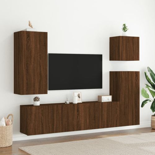 Meubles TV muraux 2 pcs chêne marron 80x30x41 cm - Photo n°3; ?>