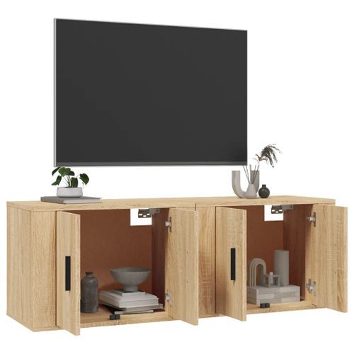 Meubles TV muraux 2 pcs chêne sonoma 57x34,5x40 cm - Photo n°3; ?>