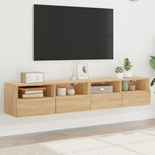 Meubles TV muraux 2 pcs chêne sonoma 80x30x30cm bois ingénierie - Photo n°2; ?>