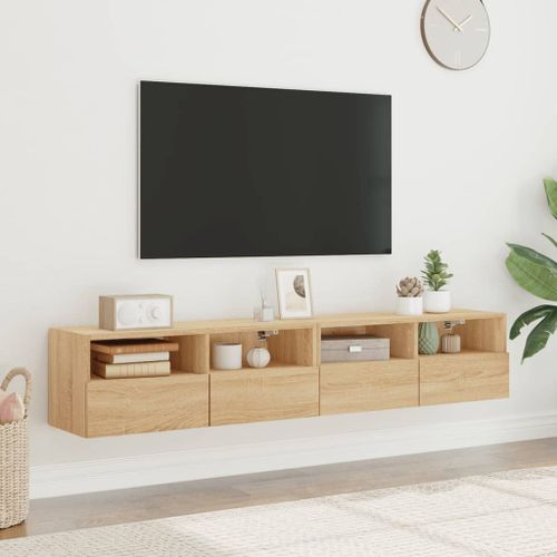 Meubles TV muraux 2 pcs chêne sonoma 80x30x30cm bois ingénierie - Photo n°3; ?>