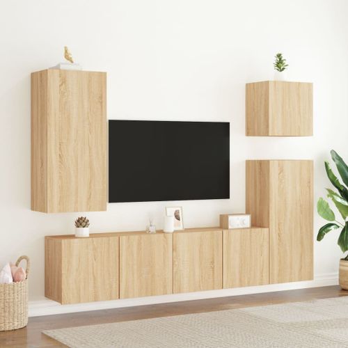 Meubles TV muraux 2 pcs chêne sonoma 80x30x41 cm - Photo n°3; ?>