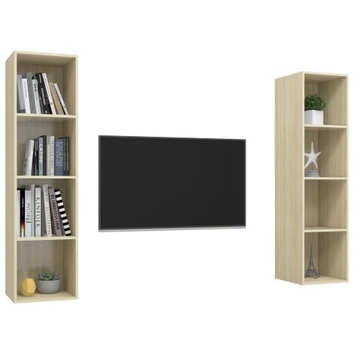 Meubles TV muraux 2 pcs Chêne sonoma 3 - Photo n°3; ?>