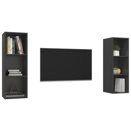 Meubles TV muraux 2 pcs Gris 4 - Photo n°3; ?>