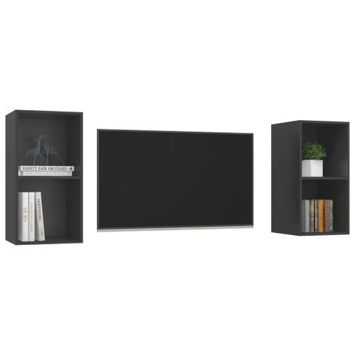 Meubles TV muraux 2 pcs Gris 2 - Photo n°3; ?>