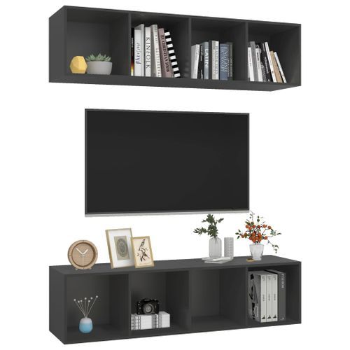 Meubles TV muraux 2 pcs Gris - Photo n°3; ?>