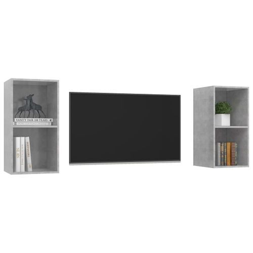 Meubles TV muraux 2 pcs Gris béton 2 - Photo n°3; ?>