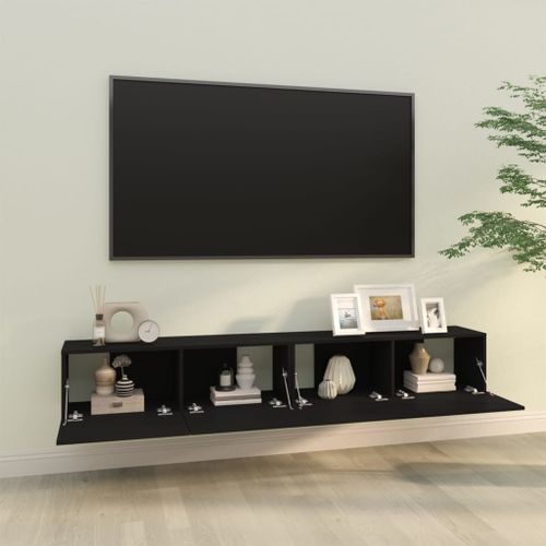 Meubles TV muraux 2 pcs noir 100x30x30 cm bois d'ingénierie - Photo n°3; ?>