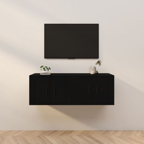 Meubles TV muraux 2 pcs noir 57x34,5x40 cm - Photo n°2; ?>