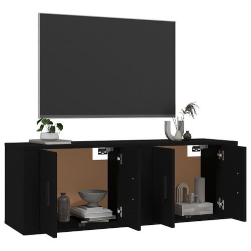 Meubles TV muraux 2 pcs noir 57x34,5x40 cm - Photo n°3; ?>