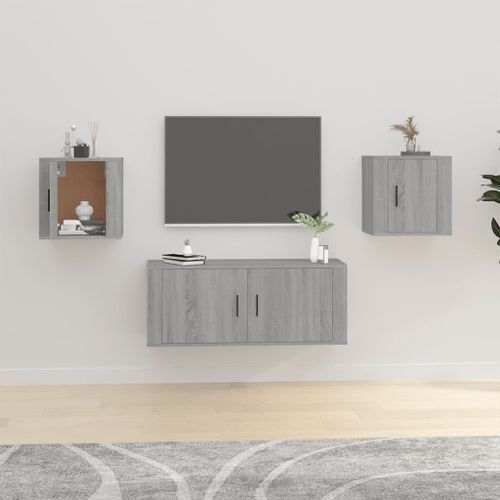 Meubles TV muraux 2 pcs Sonoma gris 40x34,5x40 cm - Photo n°2; ?>