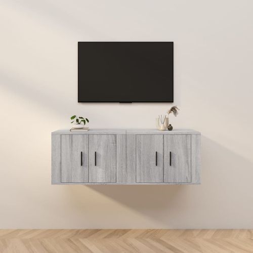 Meubles TV muraux 2 pcs sonoma gris 57x34,5x40 cm - Photo n°2; ?>