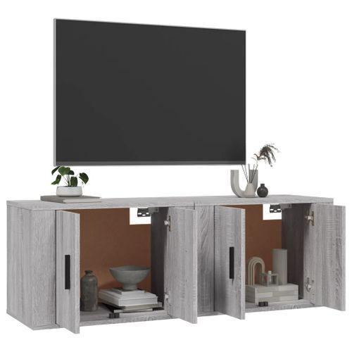 Meubles TV muraux 2 pcs sonoma gris 57x34,5x40 cm - Photo n°3; ?>