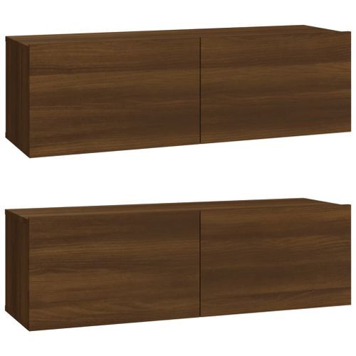 Meubles TV muraux 2pcs chêne marron 100x30x30cm bois ingénierie - Photo n°2; ?>