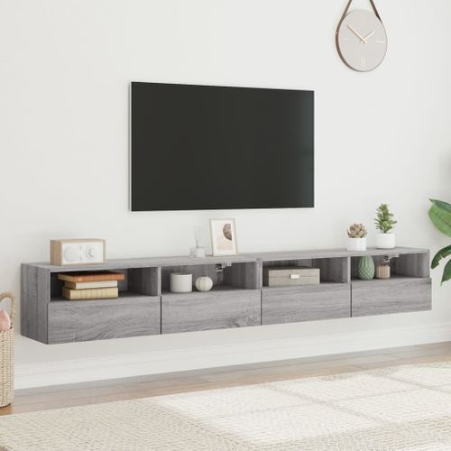 Meubles TV muraux 2pcs sonoma gris 100x30x30 cm bois ingénierie - Photo n°3; ?>