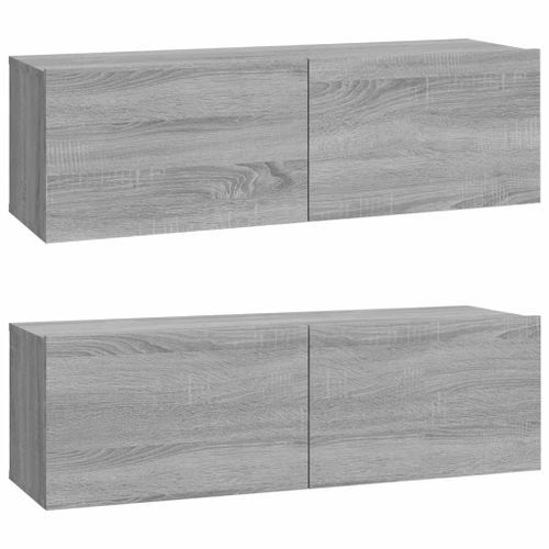 Meubles TV muraux 2pcs sonoma gris 100x30x30 cm bois ingénierie - Photo n°2; ?>