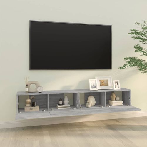 Meubles TV muraux 2pcs sonoma gris 100x30x30 cm bois ingénierie - Photo n°3; ?>